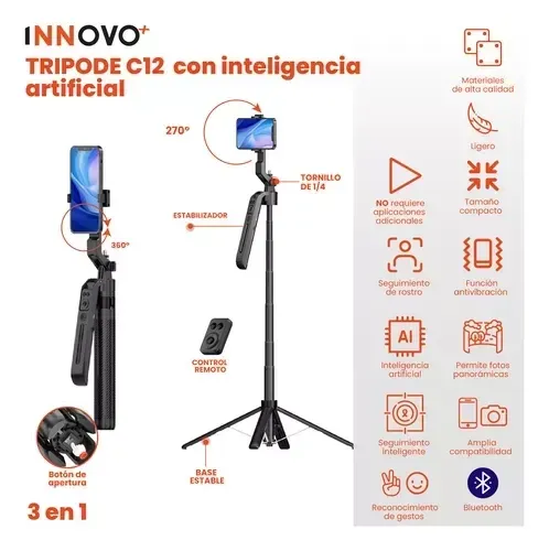 Palo Selfie Trípode Inteligencia Artificial 180 Cm Bluetooth img #5