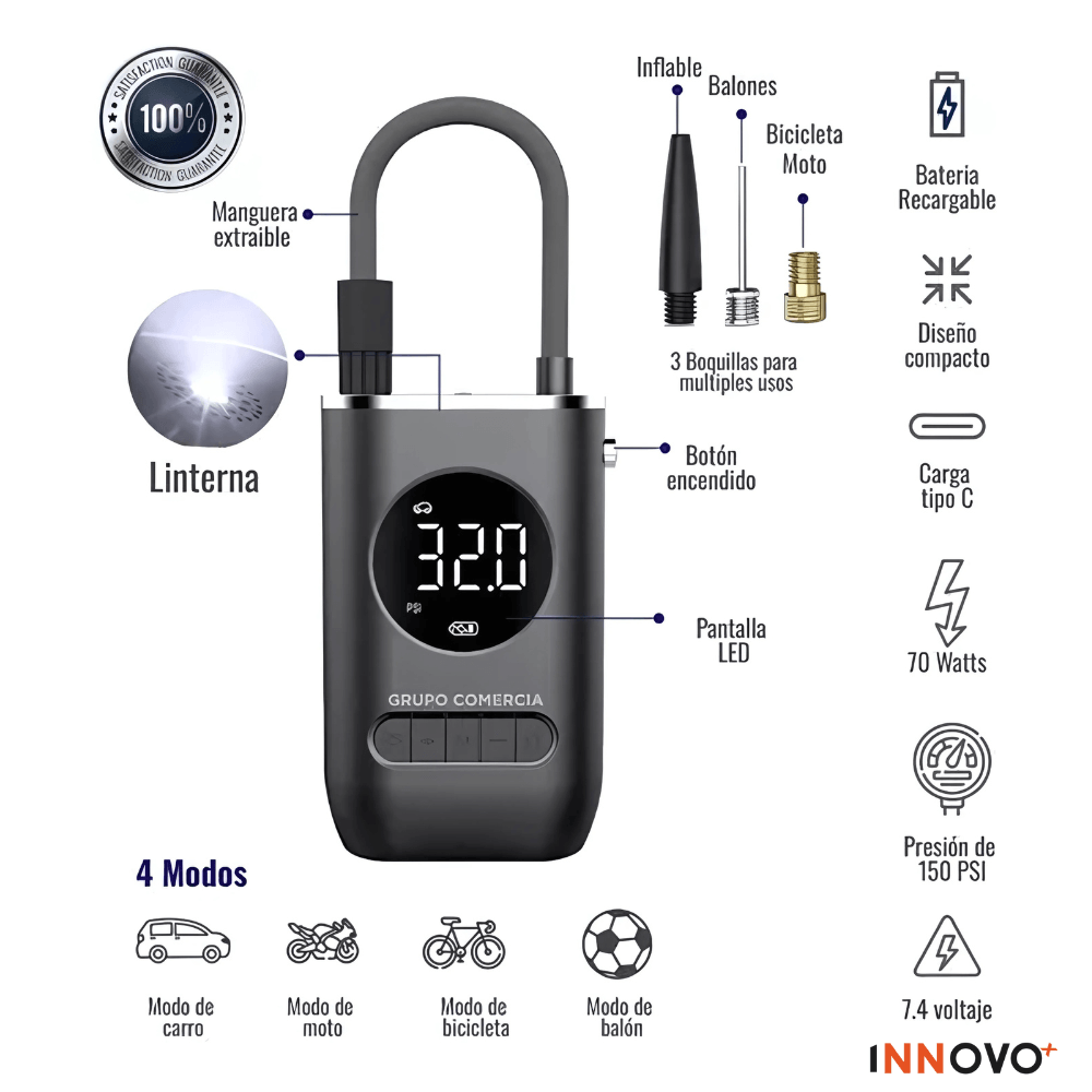 Combo Candado De Disco + Compresor De Aire Portátil Para Neumáticos Inalámbrico img #2