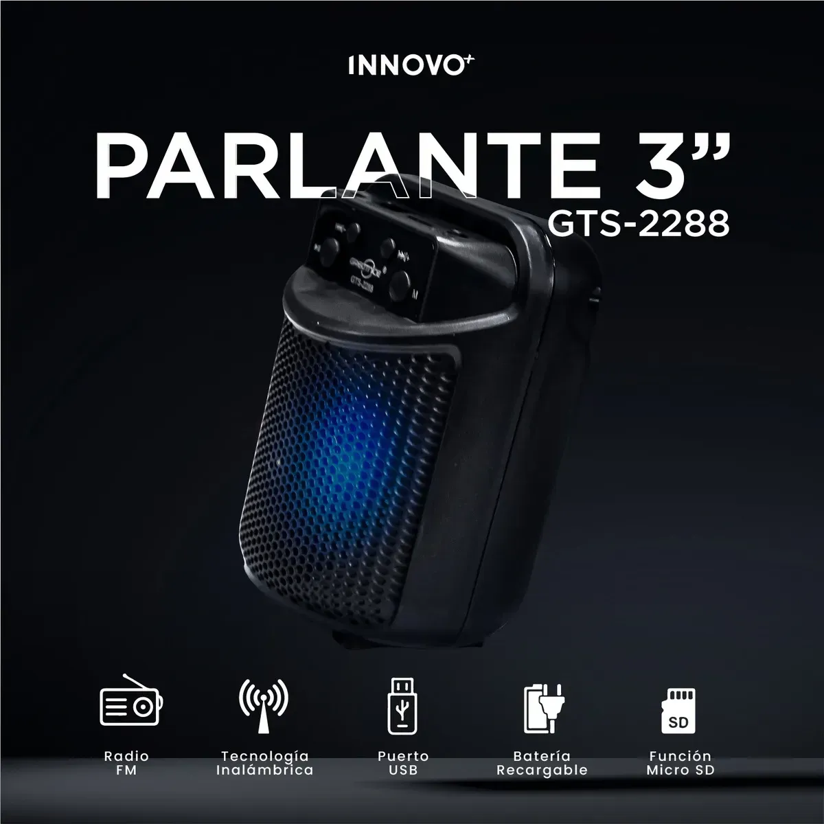Parlante Bluetooth 3 Gts-2288 Recargable Radio Fm Usb Portatil img #2
