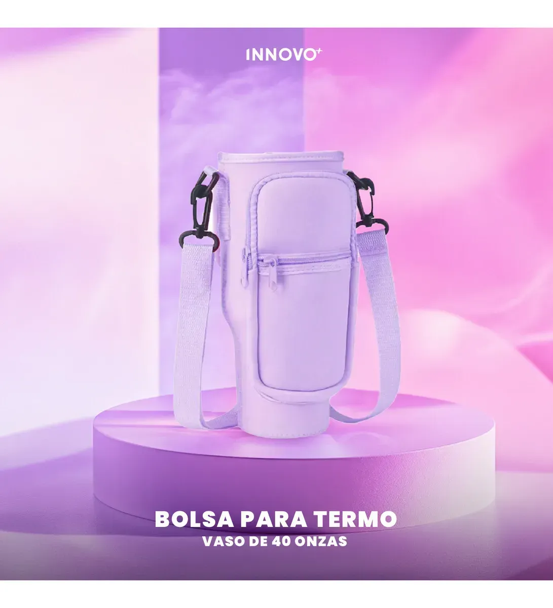 Funda Porta Termo Compatible Stanley Y Modelos Similares Con Compartimientos Innovo Lila img #4