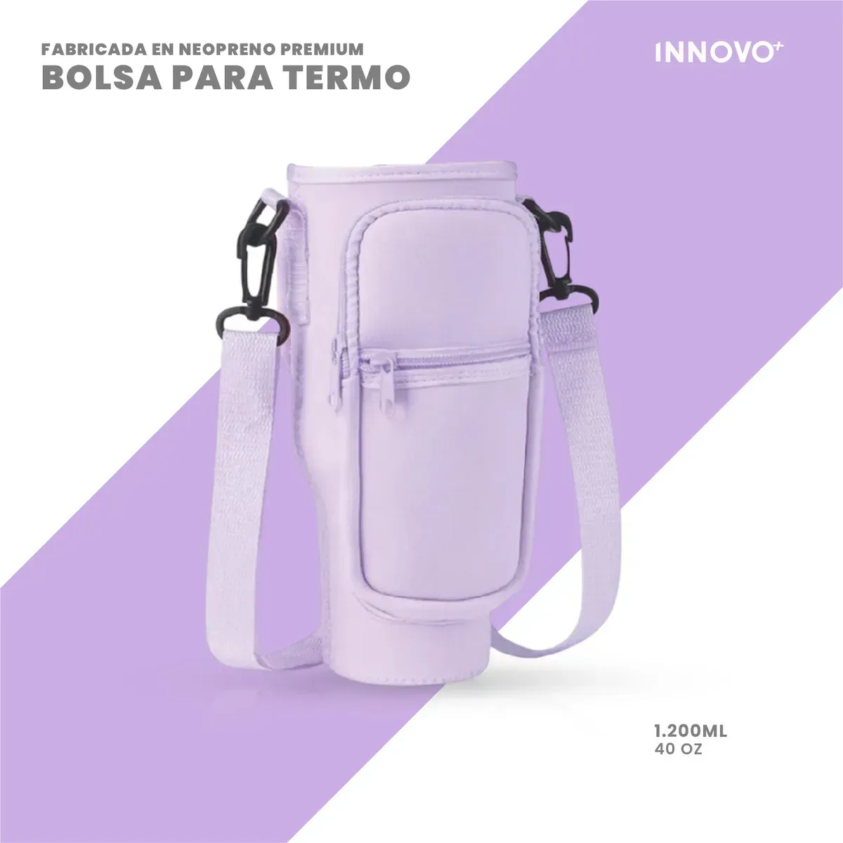 Funda Porta Termo Compatible Stanley Y Modelos Similares Con Compartimientos Innovo Lila img #2