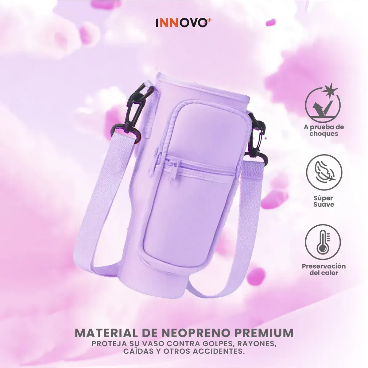 Funda Porta Termo Compatible Stanley Y Modelos Similares Con Compartimientos Innovo Lila img #6