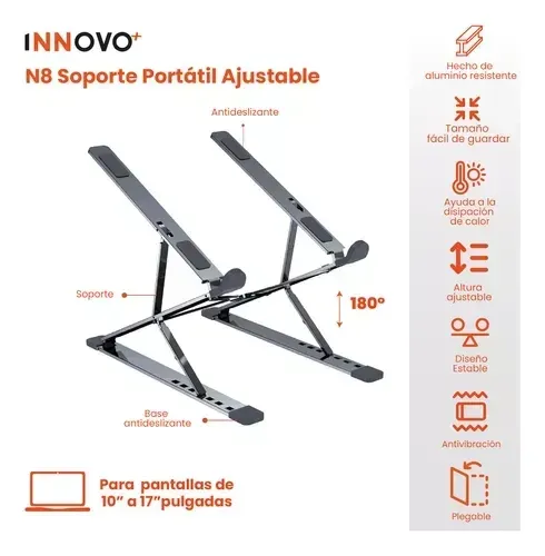 Base Para Pc Laptop Soporte Aluminio Ajustable Ergo Innovo img #3