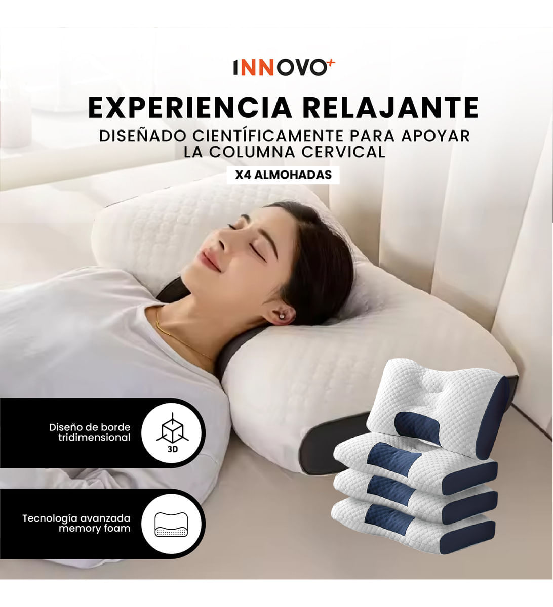 4 Almohadas Semi Ortopédicas Alto Confort Home Cervical Antiácaros img #6