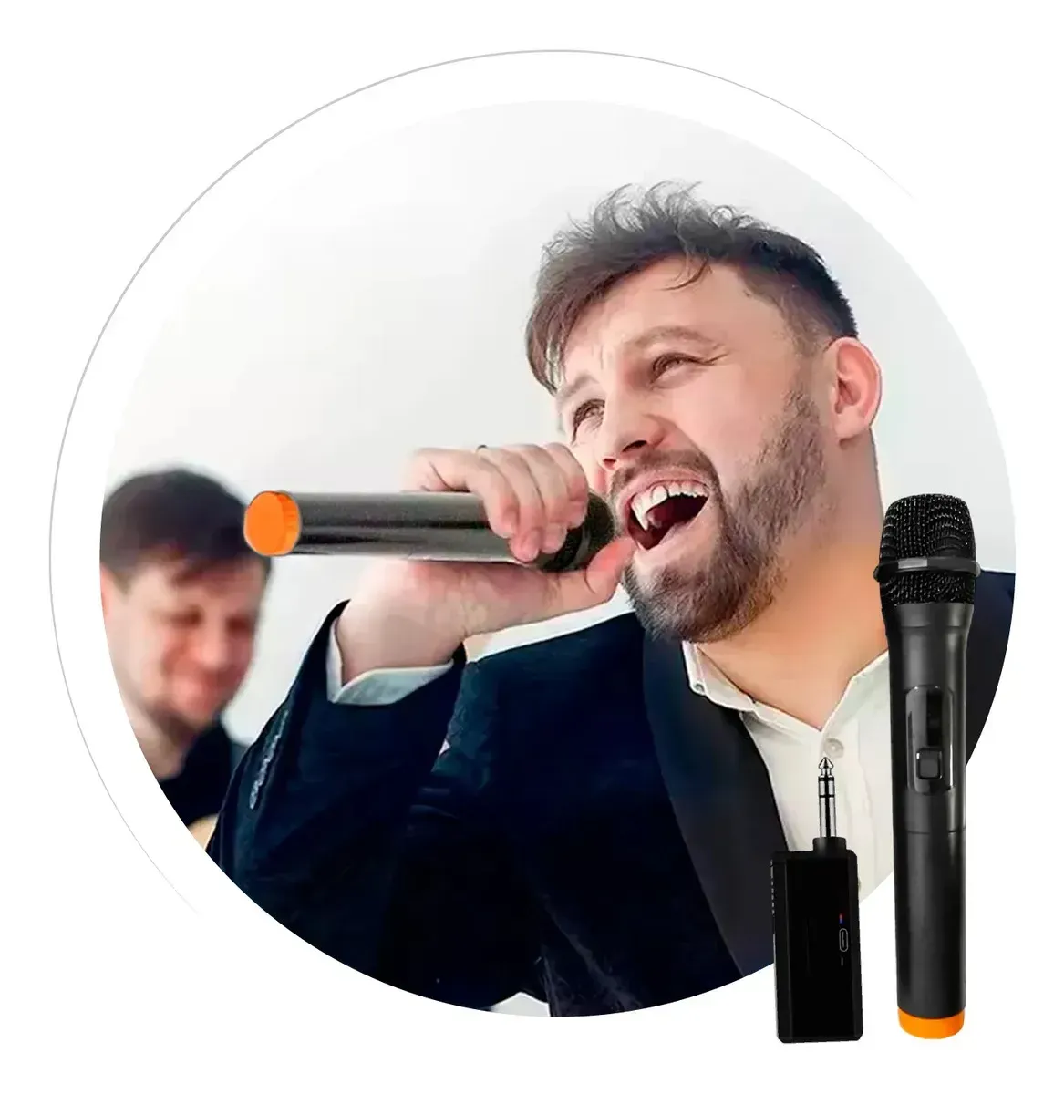 Micrófono Karaoke Inalámbrico Alcance 20m Con Receptor Usb Negro Negro img #3