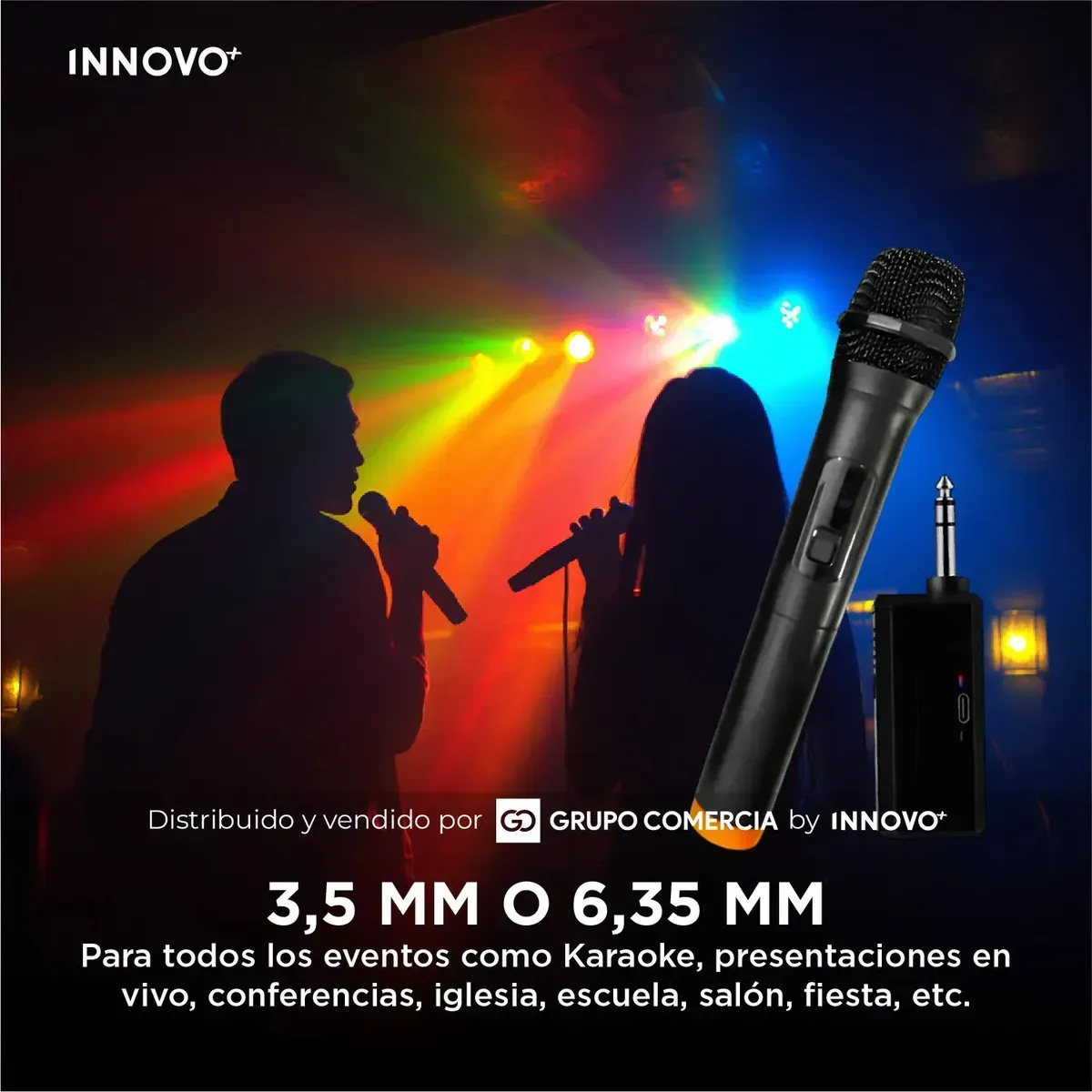Micrófono Karaoke Inalámbrico Alcance 20m Con Receptor Usb Negro Negro img #8
