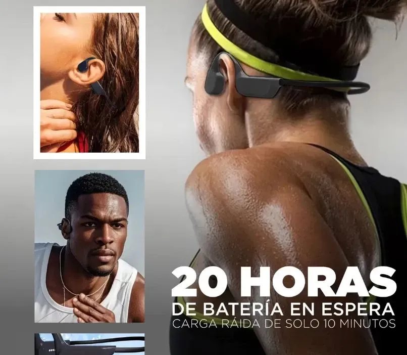 Audífonos Conducción Ósea Aurafit G7 Bluetooth 5.4 Deportivos Negro Negro img #3