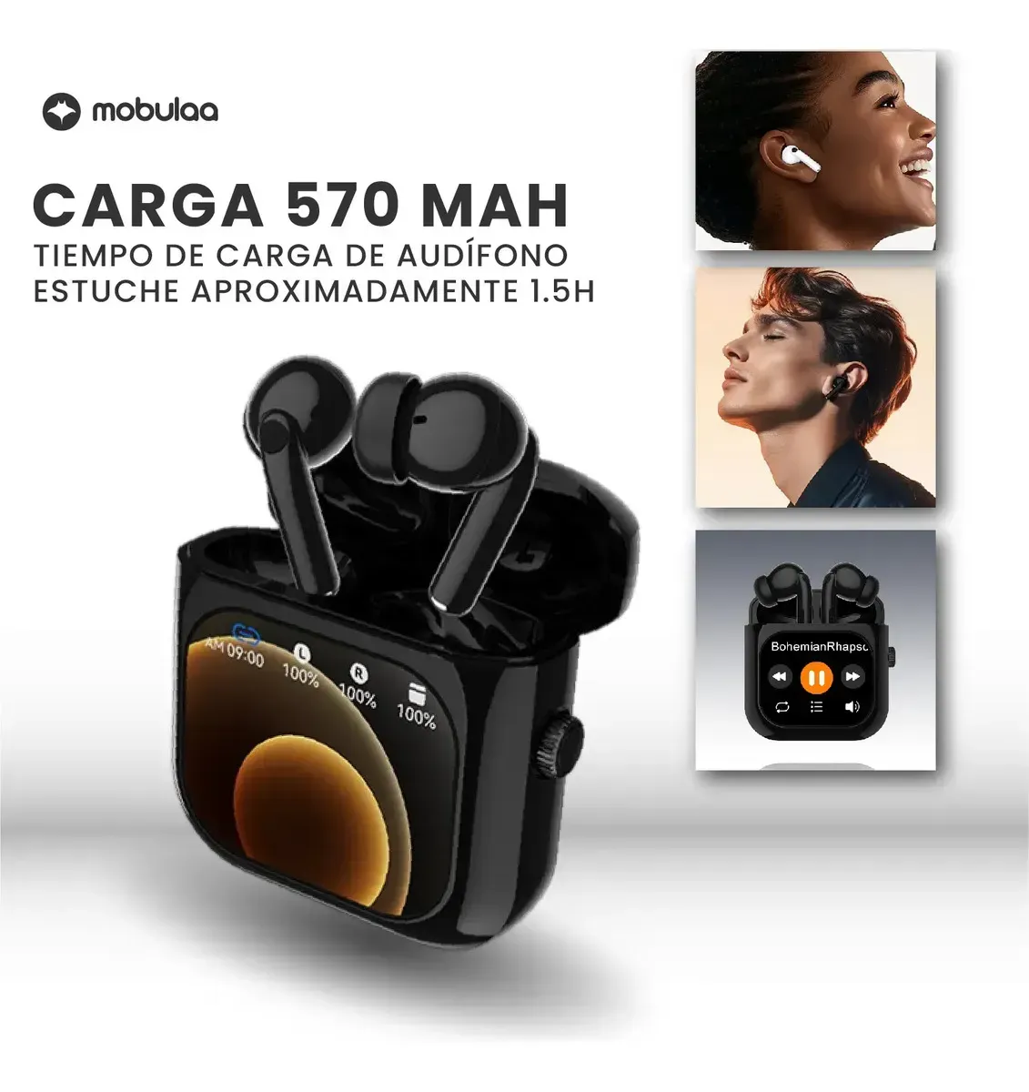 Audífonos Inalámbricos Mobulaa Aurafit X6 Pantalla Táctil Inteligente img #7