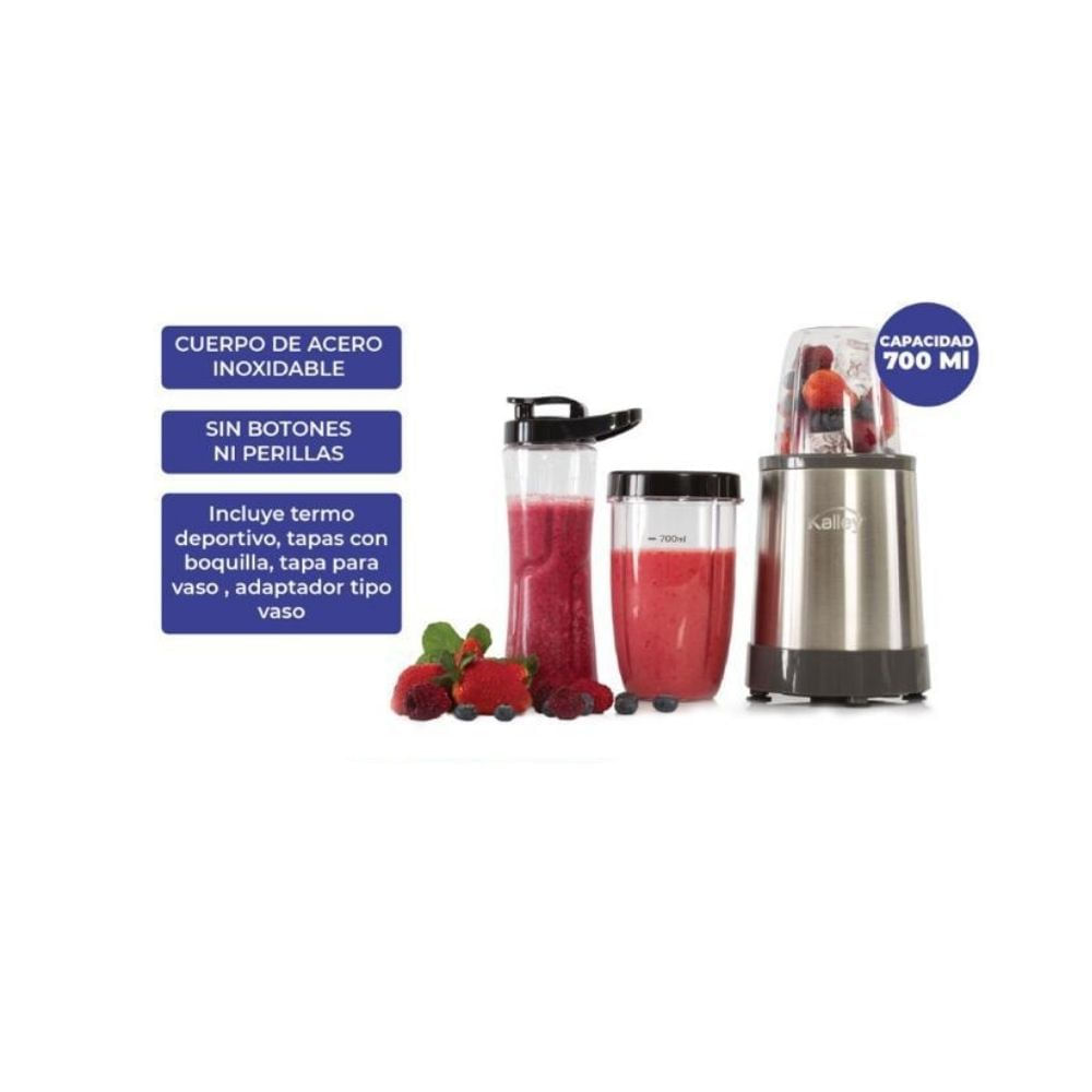 Licuadora Kalley 700 ml Acero Inoxidable Vaso Deportivo + Termo Portátil img #2