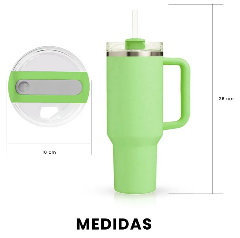 Termo Vaso Conserva Temperatura 1.200ml Innovo Pitillo Verde - Verde Claro img #5