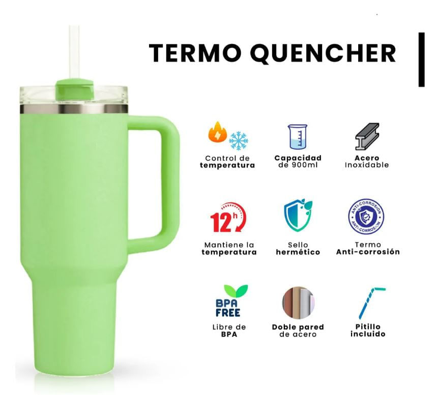 Termo Vaso Conserva Temperatura 1.200ml Innovo Pitillo Verde - Verde Claro img #6