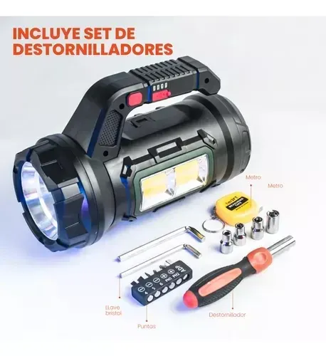 Linterna Led Multifunción Kit Herramienta Básic Recargable img #3