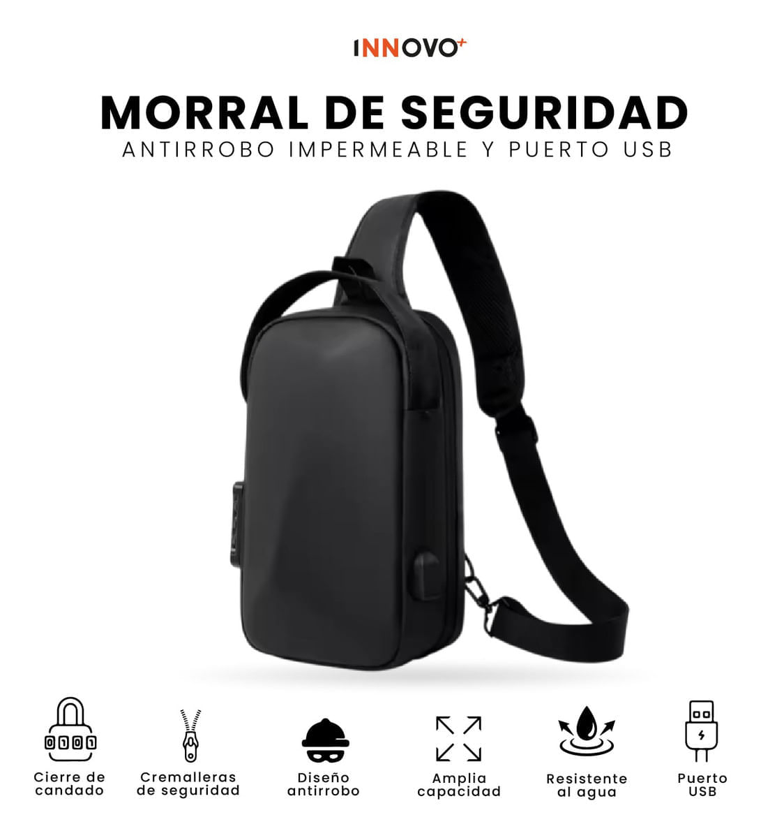 Bolso Antirrobo Impermeable Con Puerto USB Candado Seguridad img #7