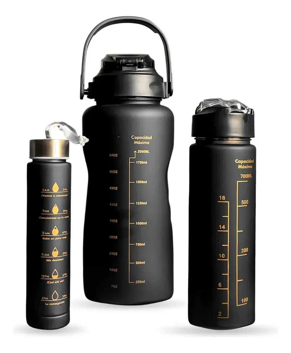 Termo Botilito Plastico Libre Bpa 3 En 1 Fit 2 Litros / 1 Litro / 330m Negro Negro img #1