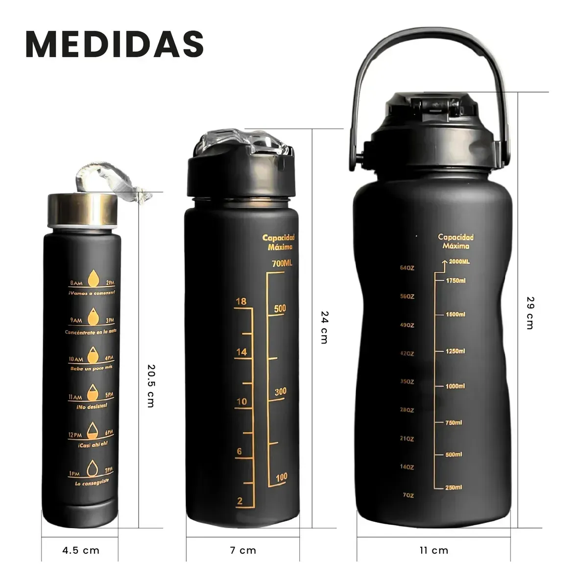 Termo Botilito Plastico Libre Bpa 3 En 1 Fit 2 Litros / 1 Litro / 330m Negro Negro img #4