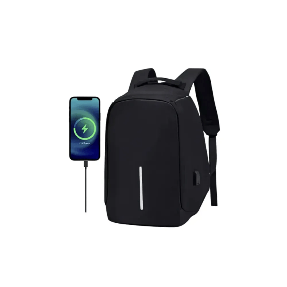 Maleta Antirrobo Para Laptop Mochila Morral Anti Robo Con Cable Usb Negra img #1