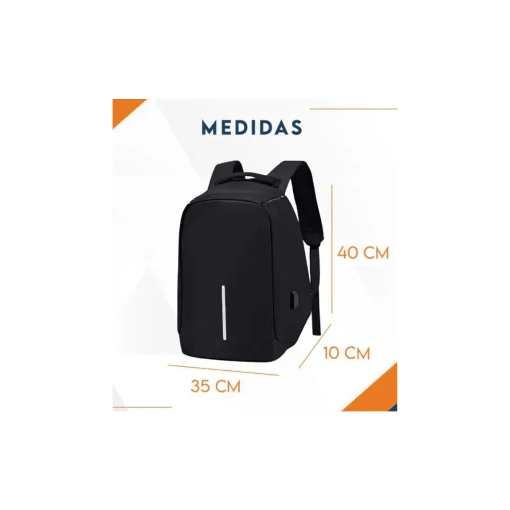 Maleta Antirrobo Para Laptop Mochila Morral Anti Robo Con Cable Usb Negra img #3