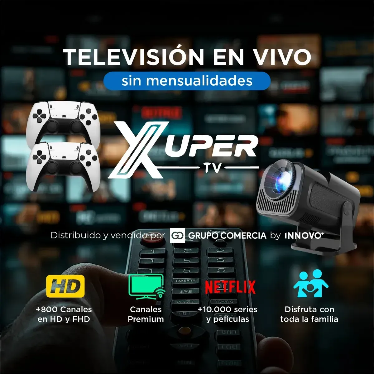 Proyector 4k Nativo Wifi Consola Con Juegos Xuper Tv Con Canales Premium Exclusivos img #2