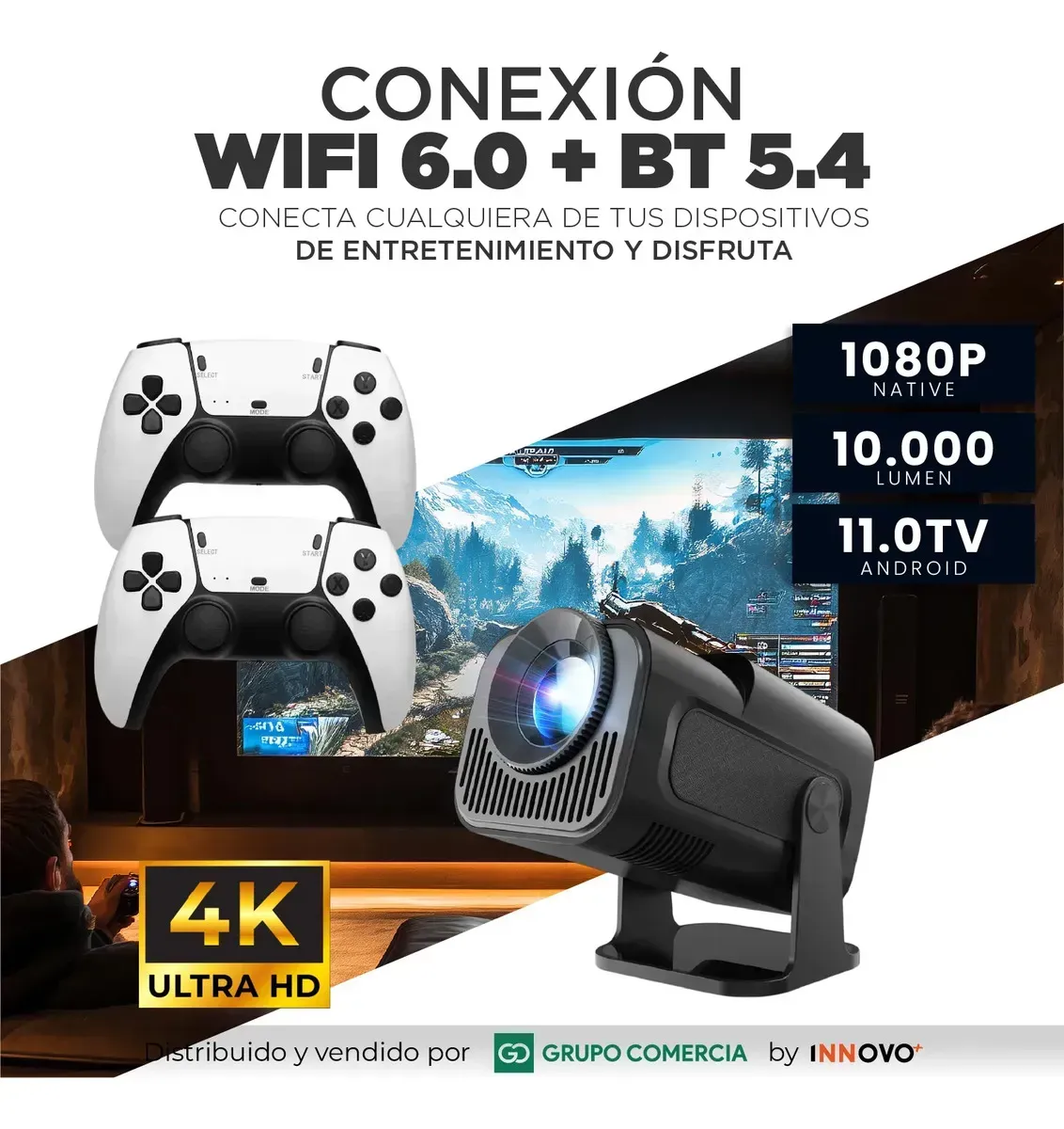 Proyector 4k Nativo Wifi Consola Con Juegos Xuper Tv Con Canales Premium Exclusivos img #3