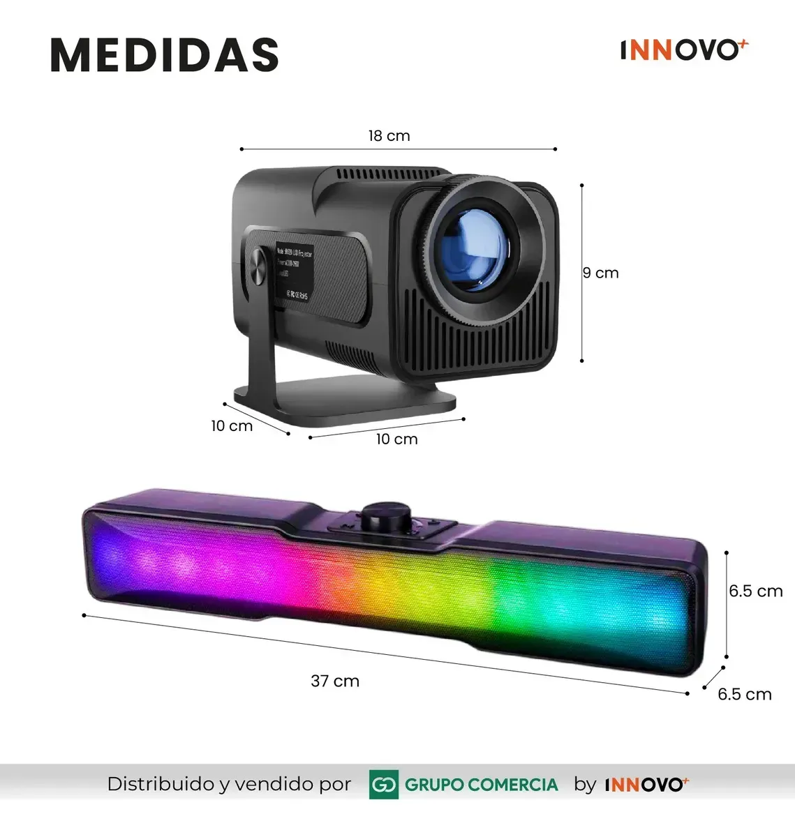 Proyector Hy-320 Android 14 Auto-foco Con Soundbar Gamer Con Luces Led 360° img #5