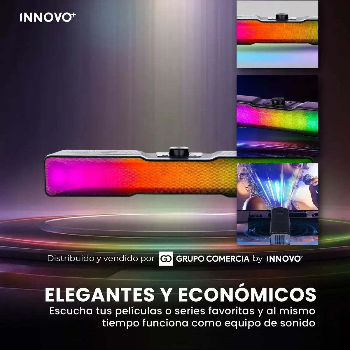 Proyector Hy-320 Android 14 Auto-foco Con Soundbar Gamer Con Luces Led 360° img #4