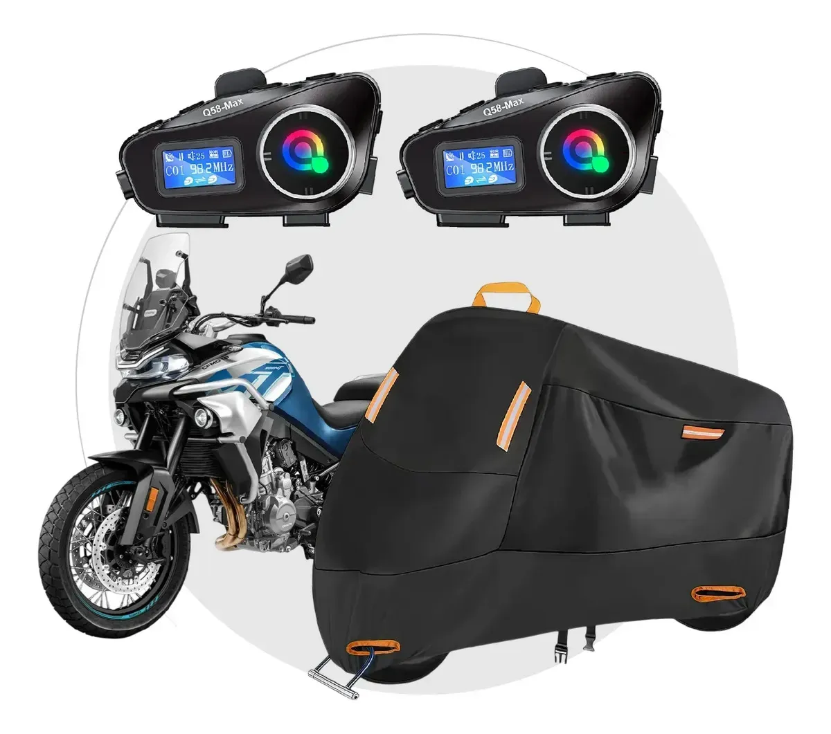 Pijama Moto Touring Impermeable Con 2 Intercomunicadores Q58-max Pantalla Negro img #5