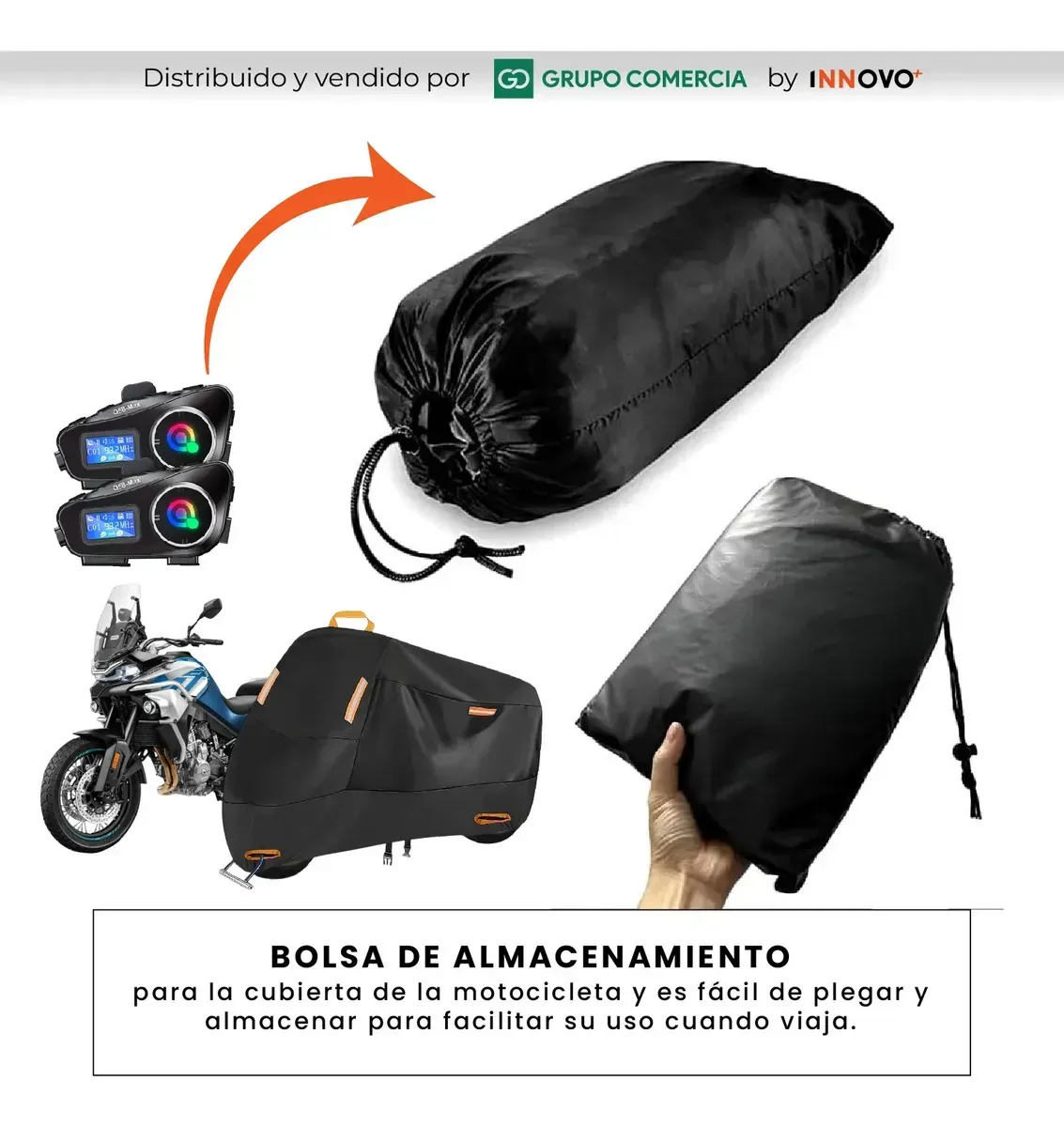 Pijama Moto Touring Impermeable Con 2 Intercomunicadores Q58-max Pantalla Negro img #3