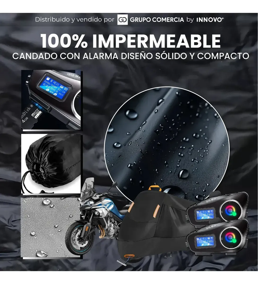 Pijama Moto Touring Impermeable Con 2 Intercomunicadores Q58-max Pantalla Negro img #4