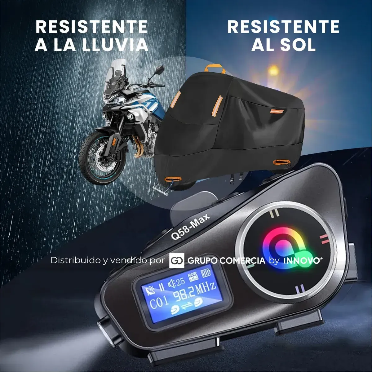 Pijama Moto Touring Impermeable Con 2 Intercomunicadores Q58-max Pantalla Negro img #8