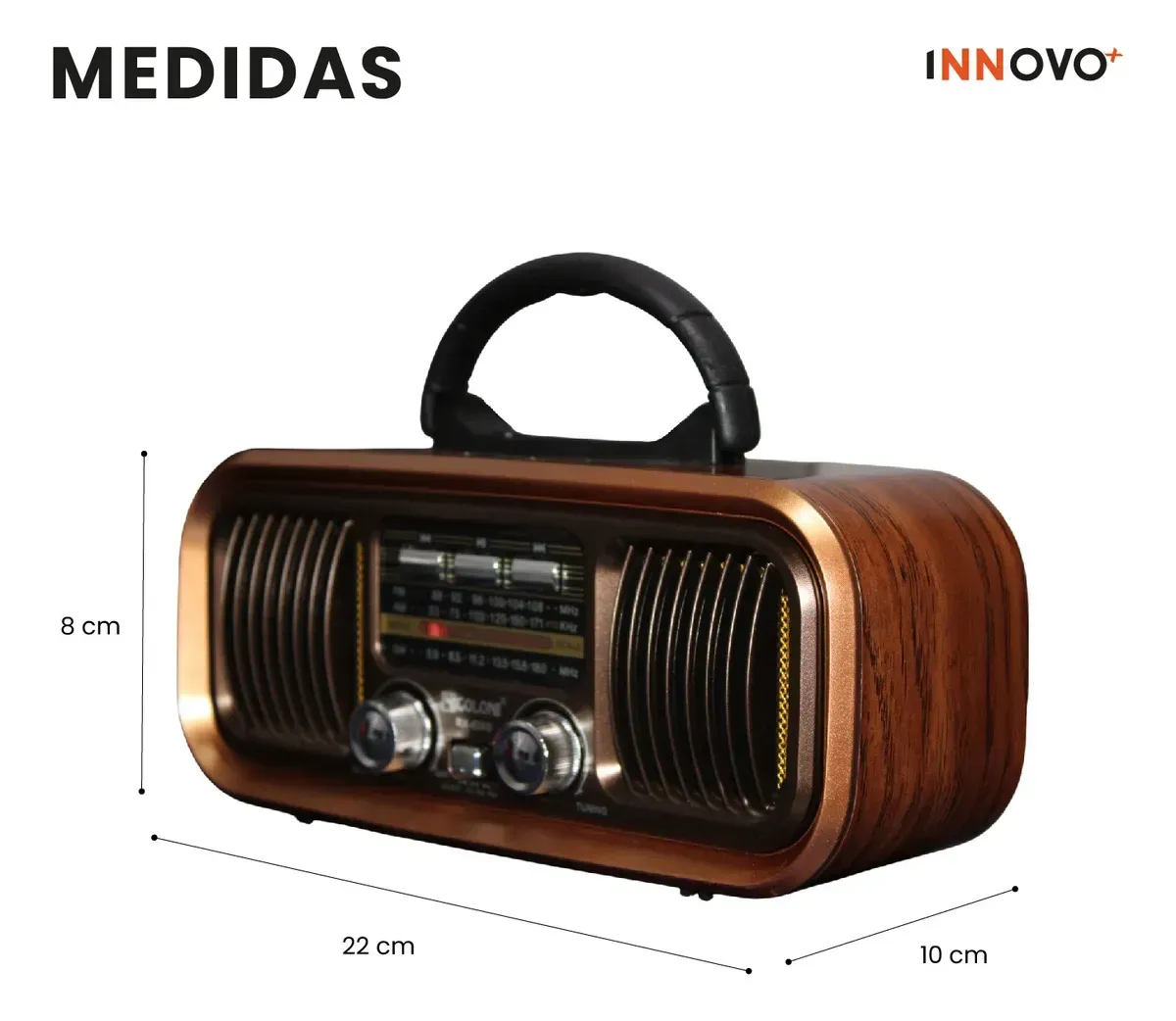 Radio Vintage Retro Bluetooth Am Fm Sw Solar Recargable Rx-826 Café Café img #4