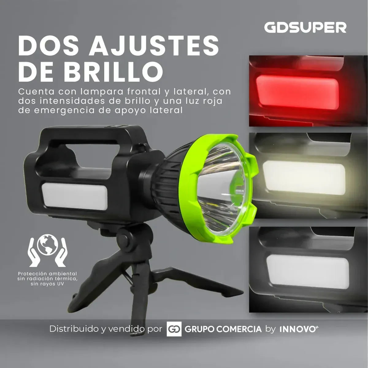 Lámpara De Camping Multifunción Largo Alcance + Luz De Emergencia Roja Negro Negro img #5