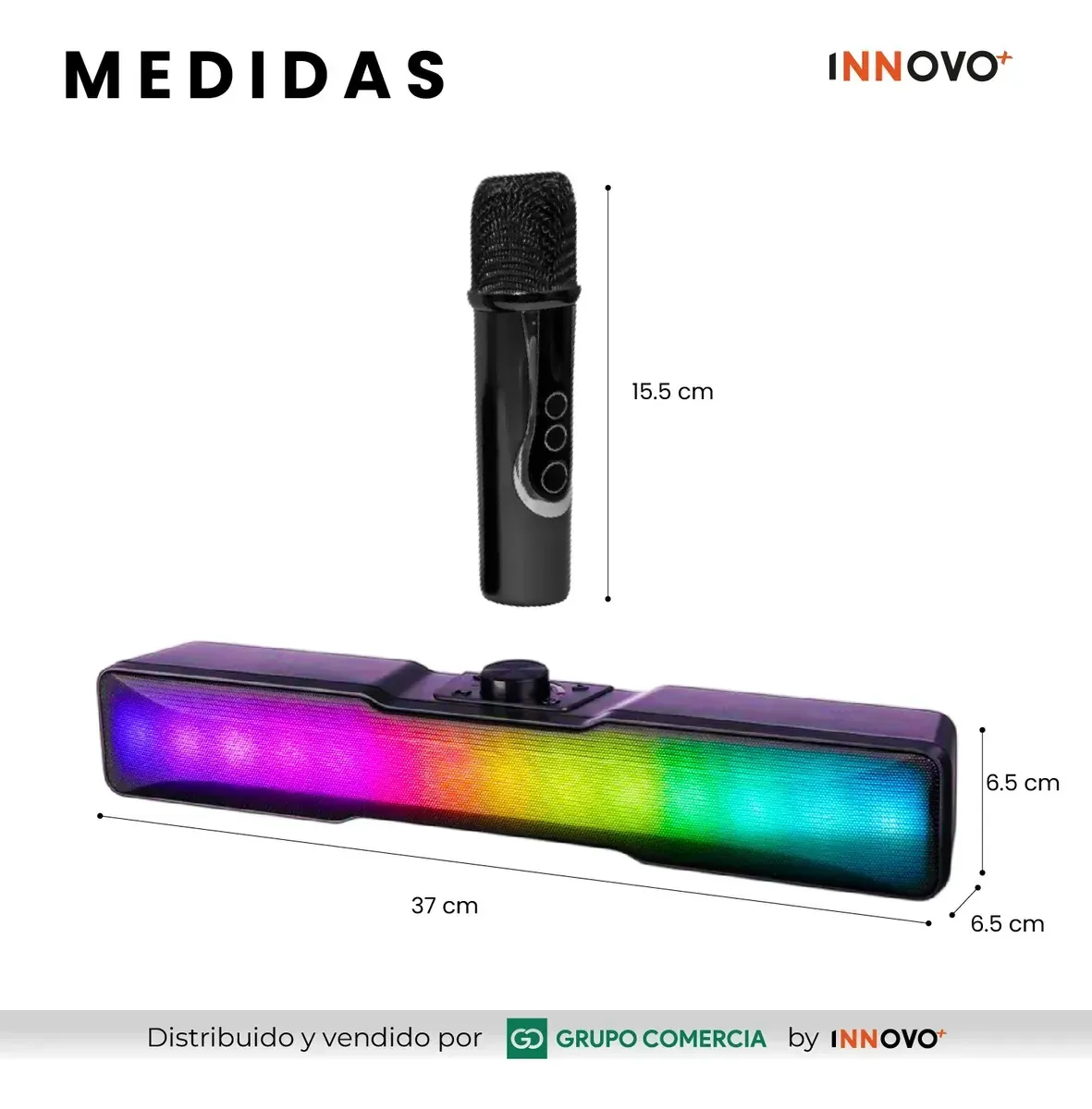 Parlante Bluetooth Soundbar Con Luces Led Micrófono Inalámbrico img #2