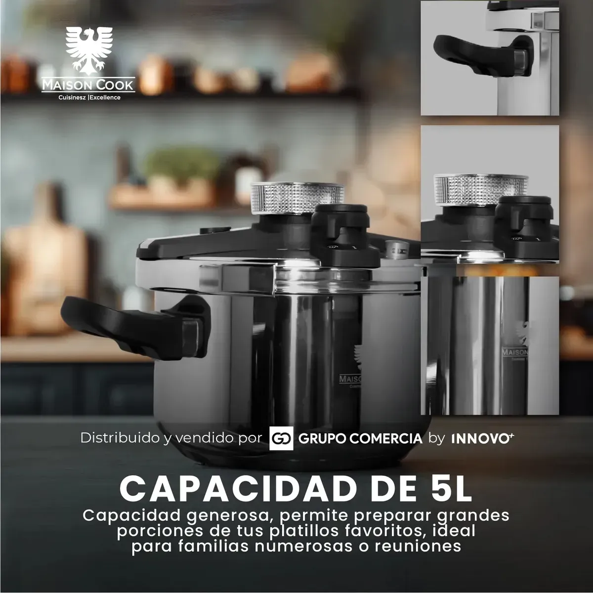 Olla A Presión Maison Cook 5l Acero Quirúrgico Profesional Y Cocción Ultra-rápida. img #6