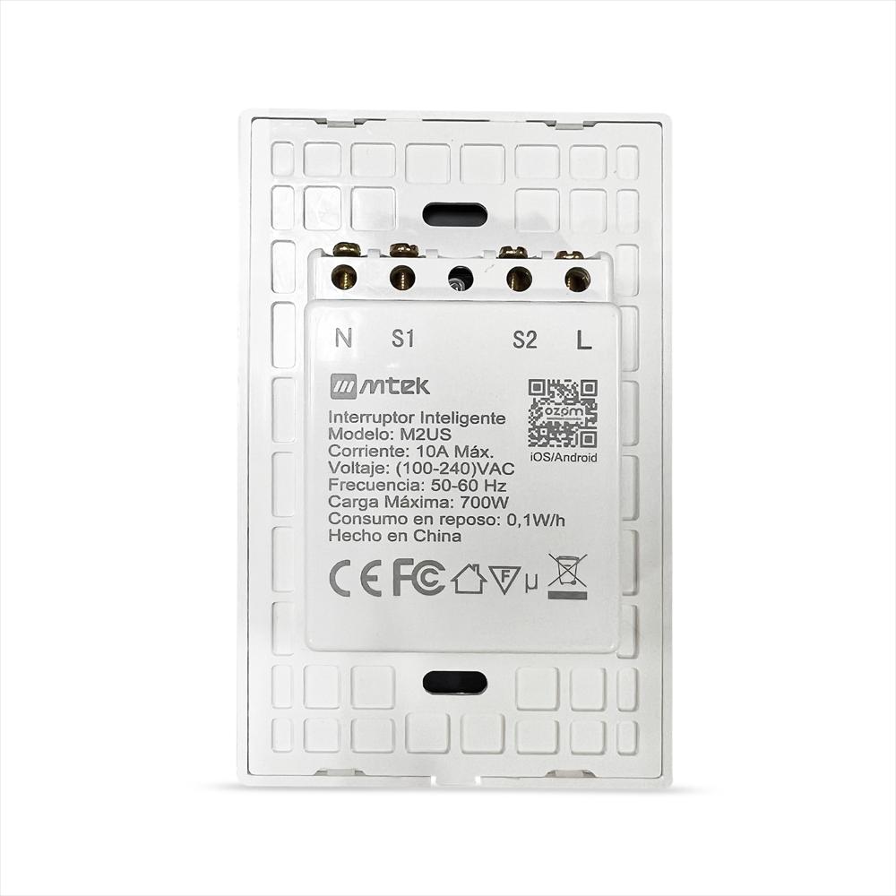 Interruptor Inteligente Mtek 2 Botones Wifi Blanco img #2
