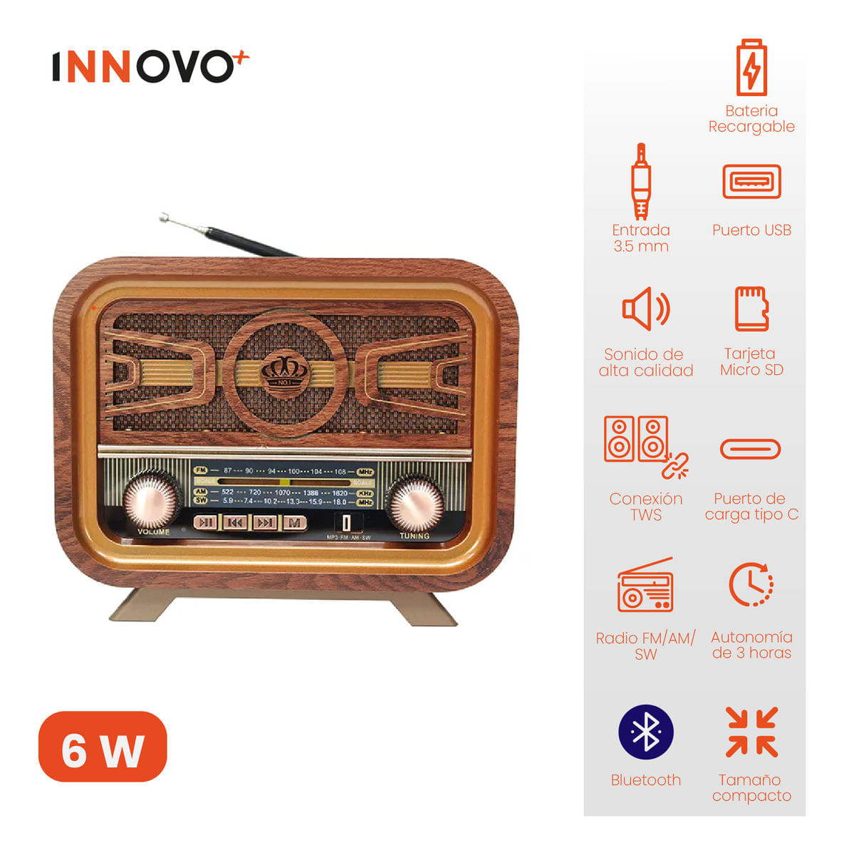 Radio Vintage Retro Am/fm Meier Recargable Bluetooth img #2