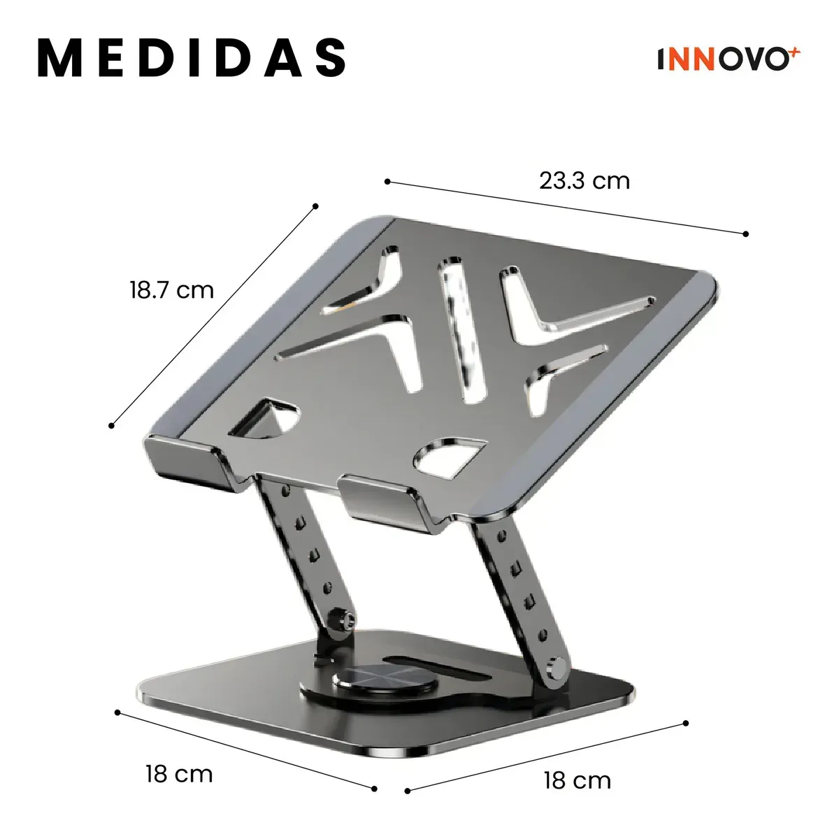 Soporte Portátil Laptop Hasta 20 Pulgadas Giratorio 360° Aluminio Ajuste Altura Ergonómico Innovo img #4