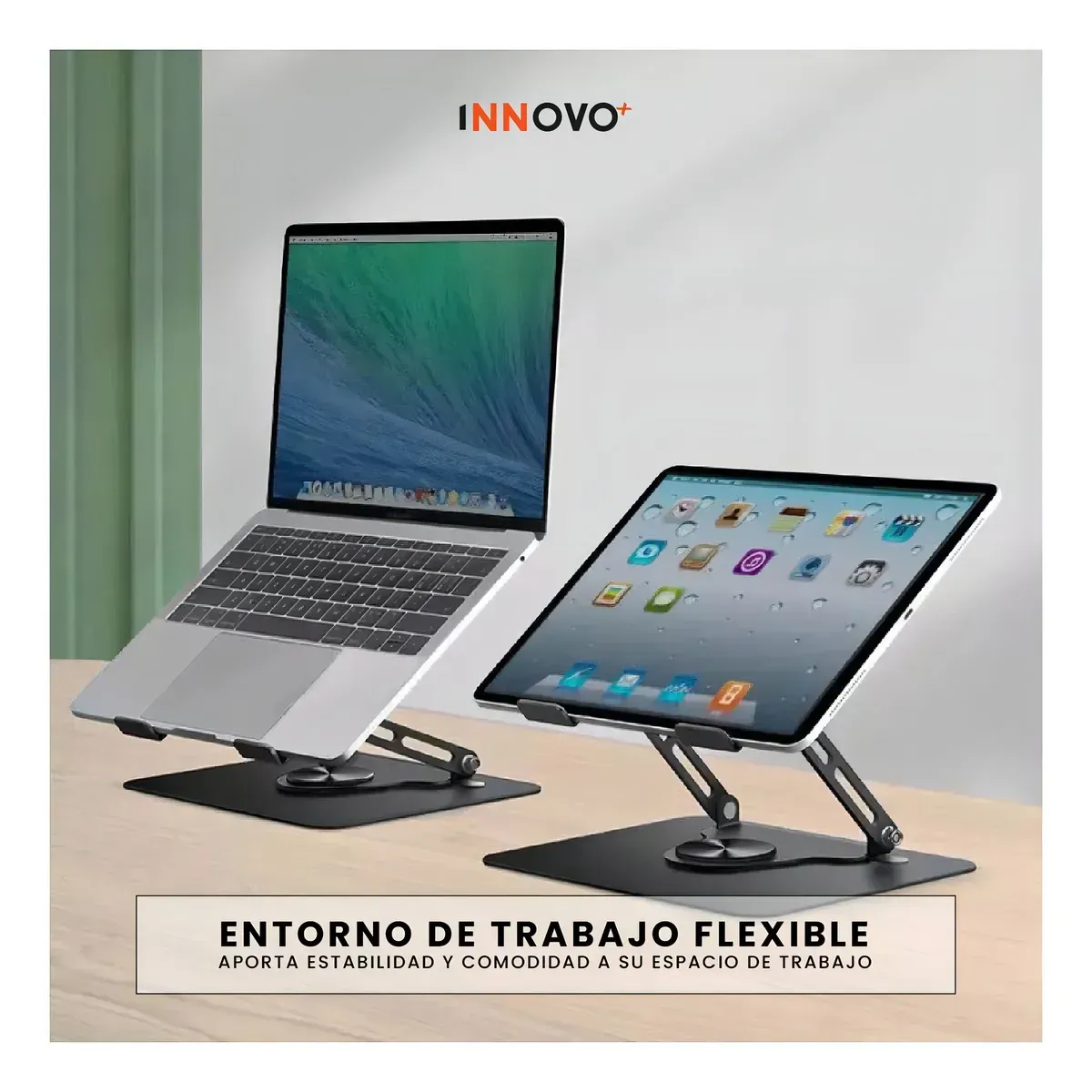 Soporte Portátil Laptop Hasta 20 Pulgadas Giratorio 360° Aluminio Ajuste Altura Ergonómico Innovo img #6
