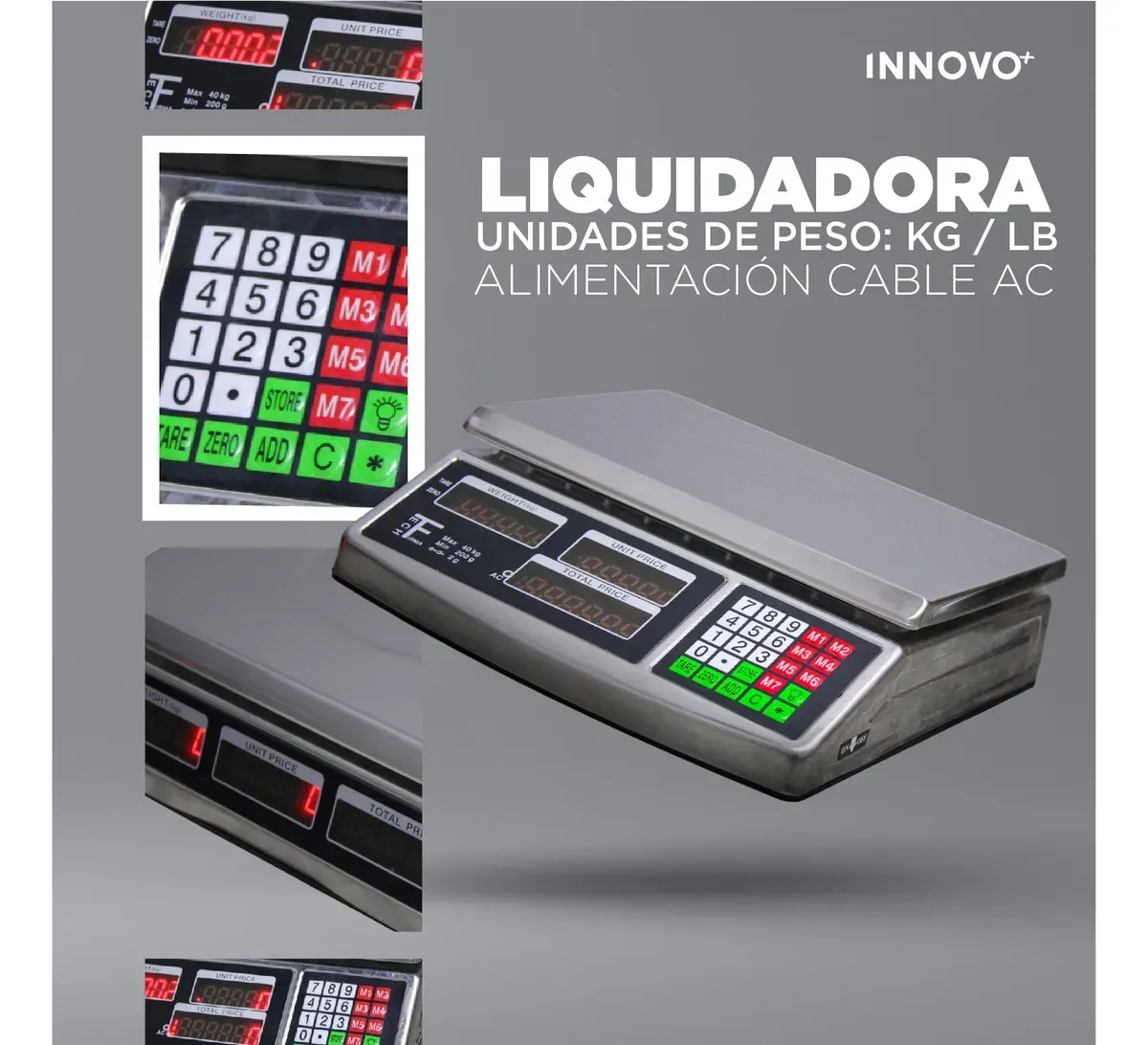 Báscula Digital Gramera 40kg Acero Inoxidable Uso Industrial Acs-701 img #4