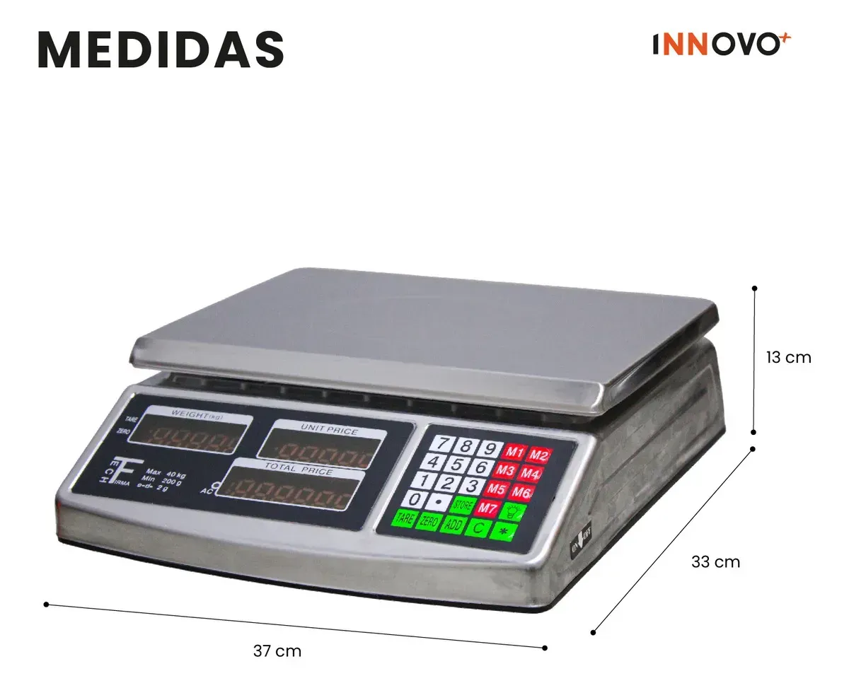 Báscula Digital Gramera 40kg Acero Inoxidable Uso Industrial Acs-701 img #6