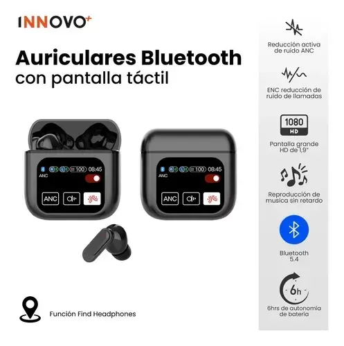 Audifonos Bluetooth 5ta Generacion Cancelación Ruido Sonido Mega Bass Pantalla Negro Pro Color Negro 5.2 img #4