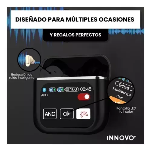 Audifonos Bluetooth 5ta Generacion Cancelación Ruido Sonido Mega Bass Pantalla Negro Pro Color Negro 5.2 img #6