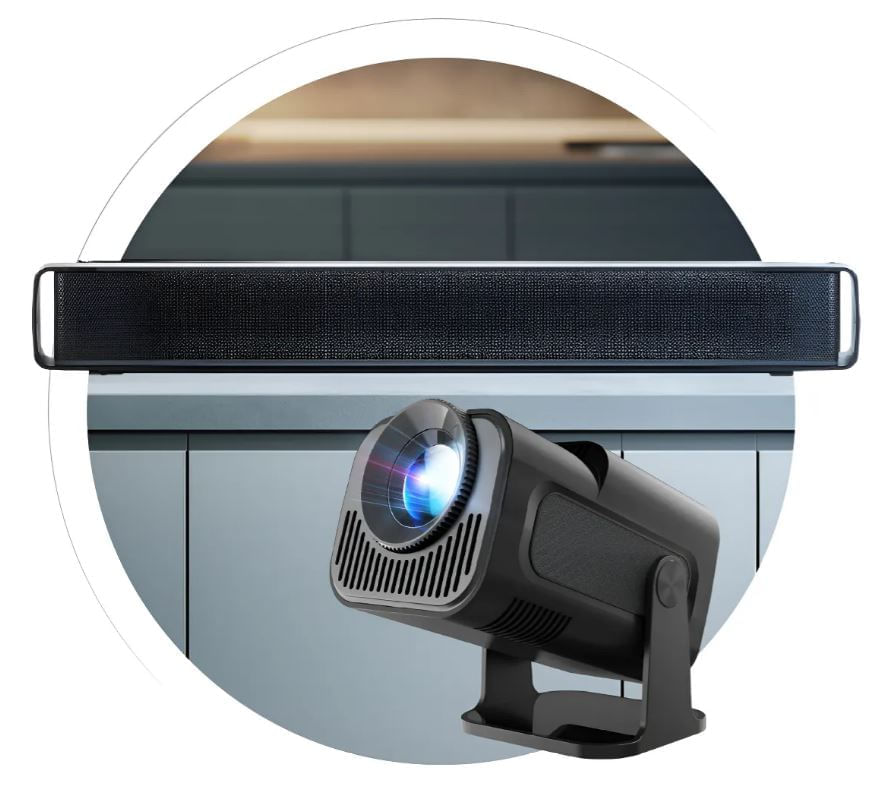 Proyector Android 4k Hy 320 Con Barra Sonido Bluetooth Cine - Negro img #4