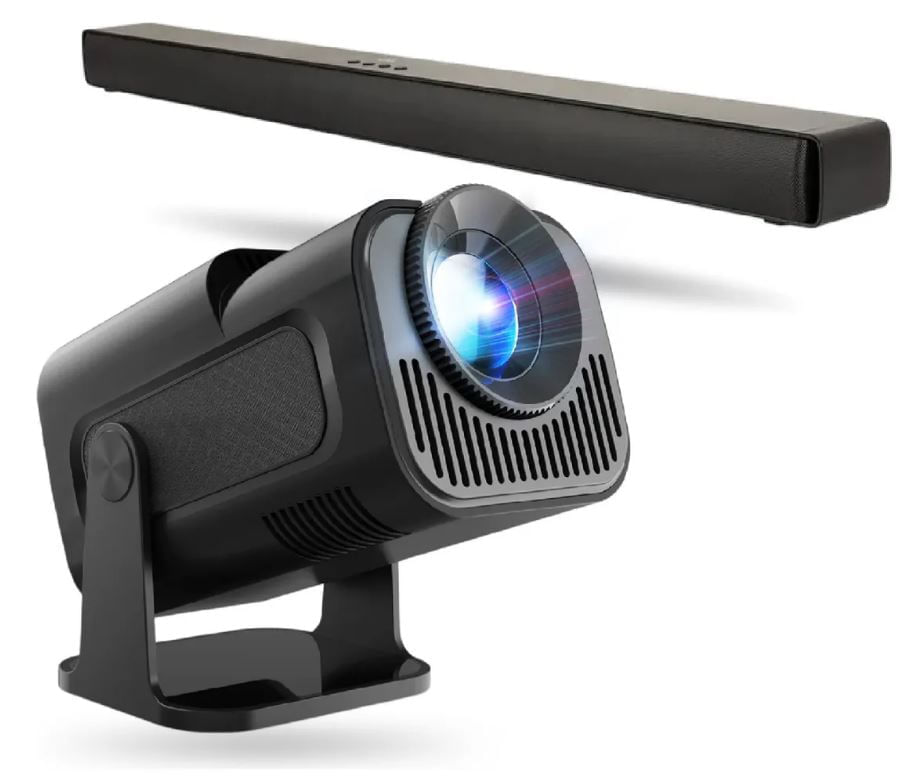 Proyector Android 4k Hy 320 Con Barra Sonido Bluetooth Cine - Negro img #1