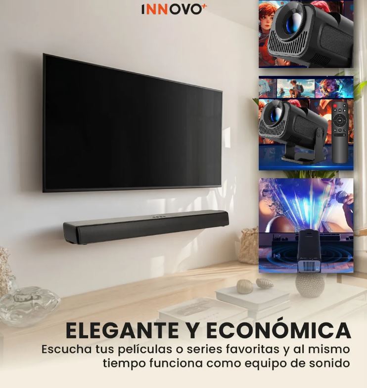 Proyector Android 4k Hy 320 Con Barra Sonido Bluetooth Cine - Negro img #5