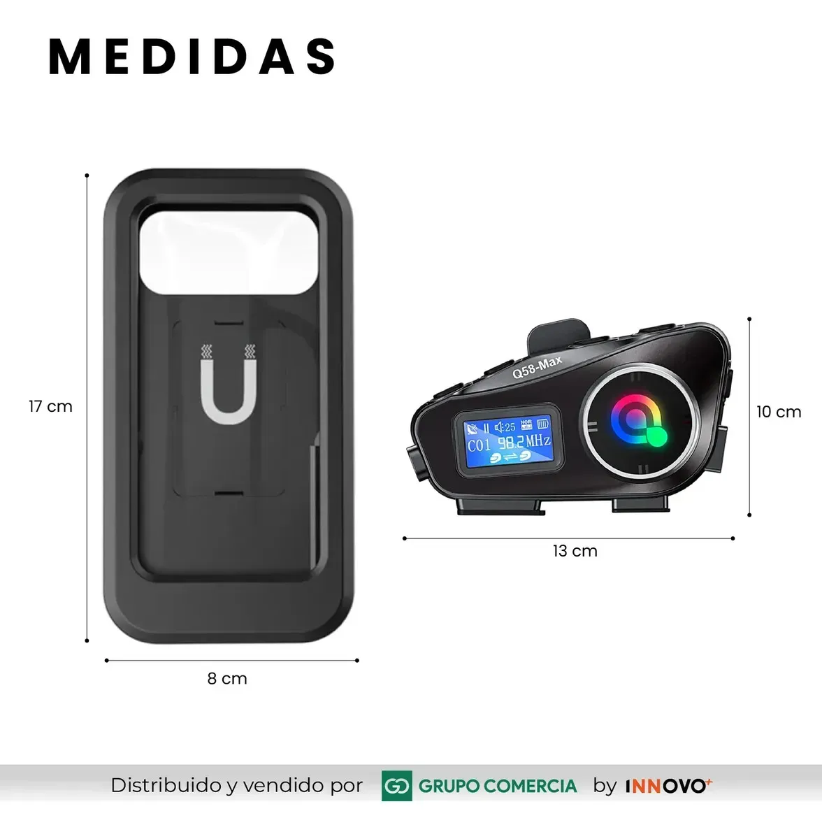 2 Intercomunicadores Moto Q58 Max Con Soporte Celular 360 Impermeable img #4