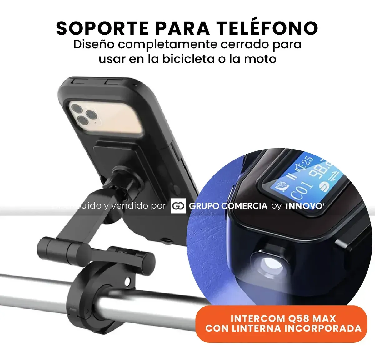 2 Intercomunicadores Moto Q58 Max Con Soporte Celular 360 Impermeable img #2