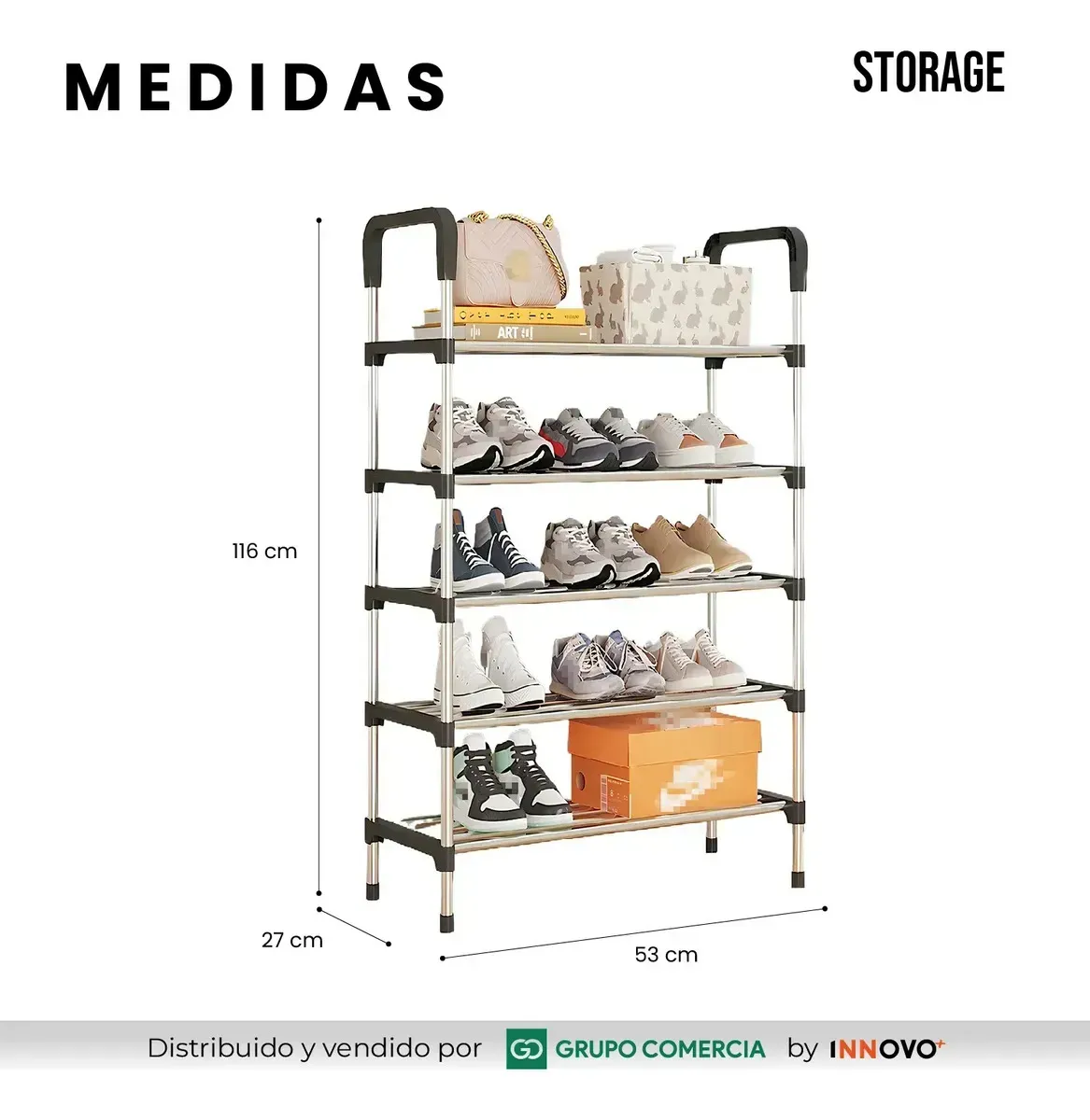 Organizador Armario De Ropa Practico Con Zapatero Multifuncional 6 Niveles Gris Gris img #3