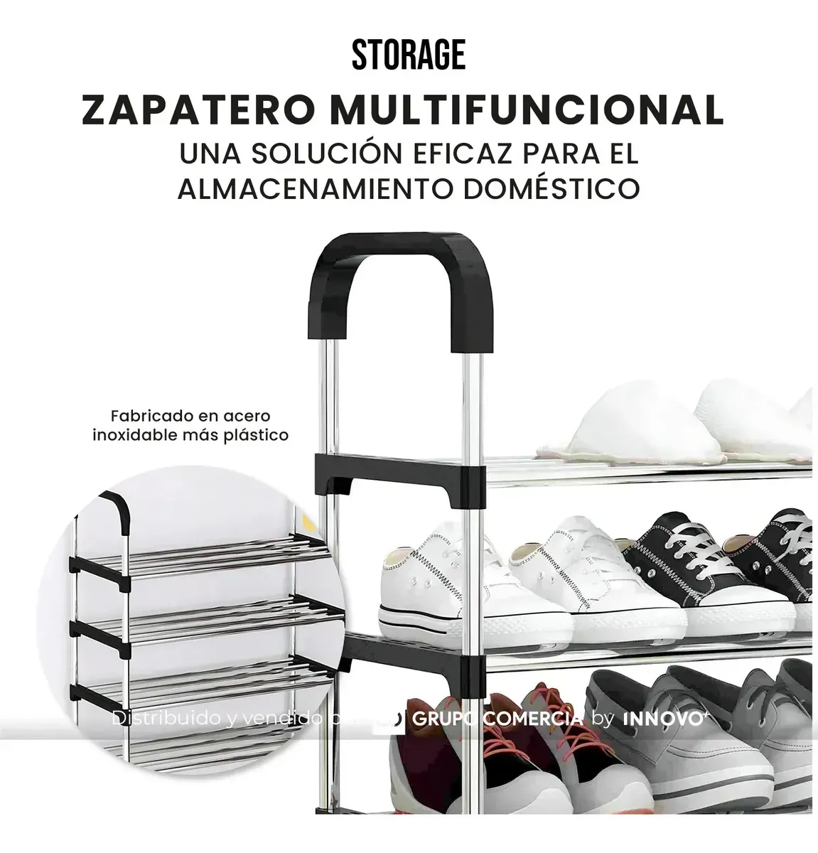Organizador Armario De Ropa Practico Con Zapatero Multifuncional 6 Niveles Gris Gris img #4