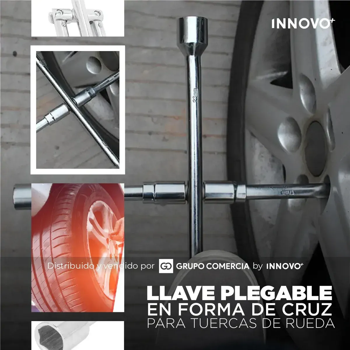 Llave Cruz Plegable Profesional 4 En 1 Reforzada Enfoque En Versatilidad) img #3