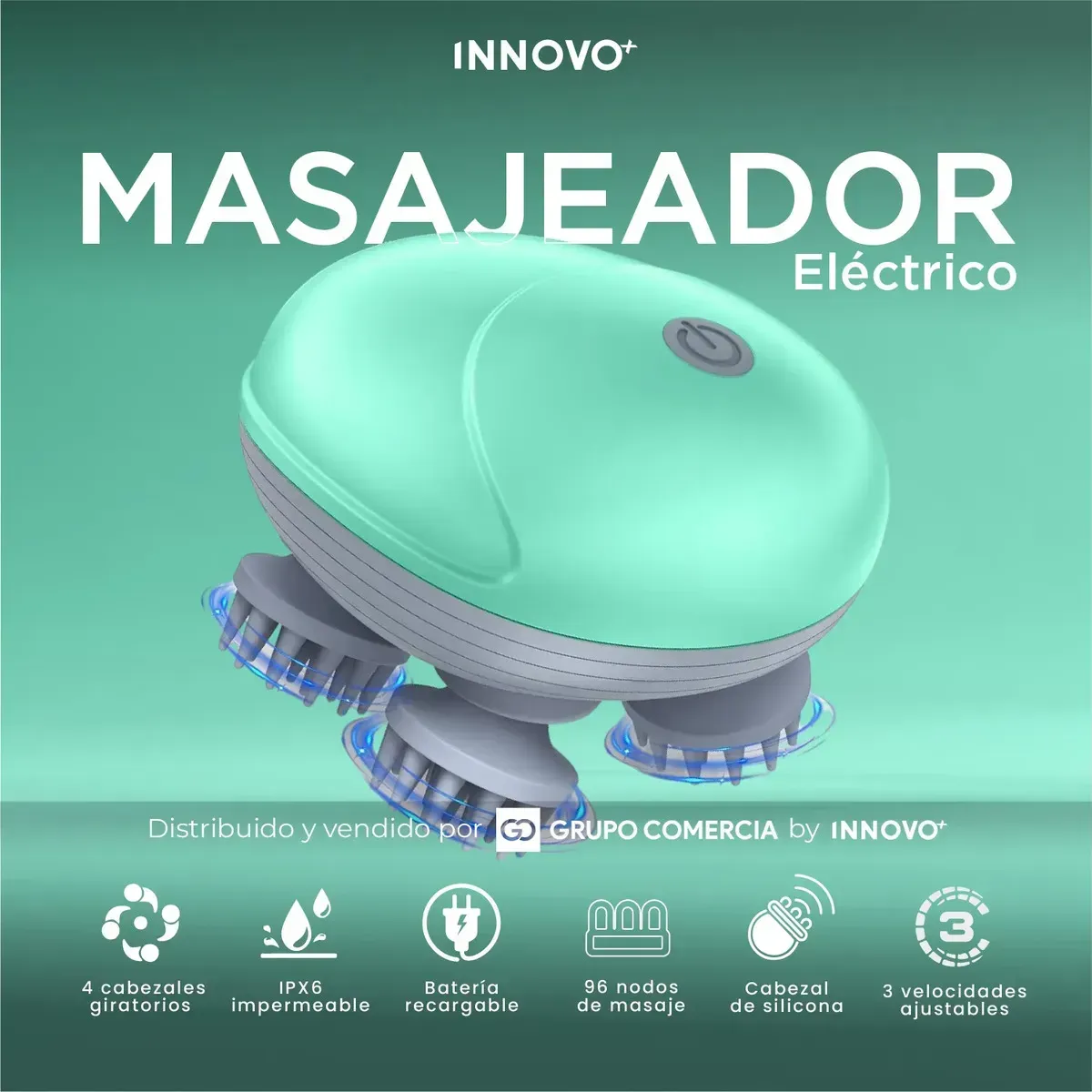 Masajeador Eléctrico Capilar 96 Nodos Relajacion Maxima Verde 5v 5v Verde img #2